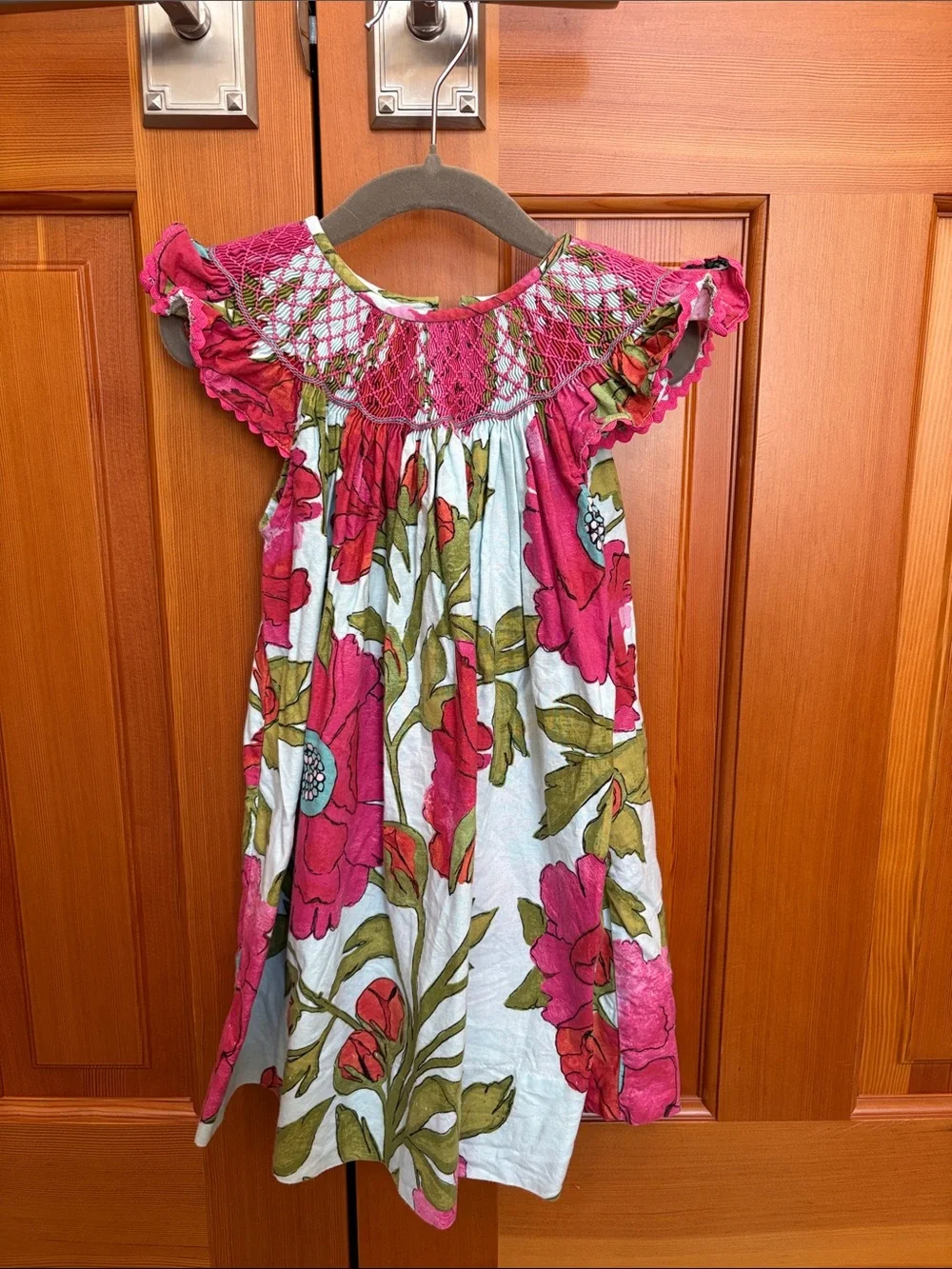LIKE NEW Little Threads Girls Floral Smocked Dress 100% Cotton 2T